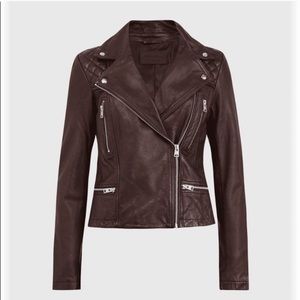 All Saints Catch Oxblood Leather Biker Jacket